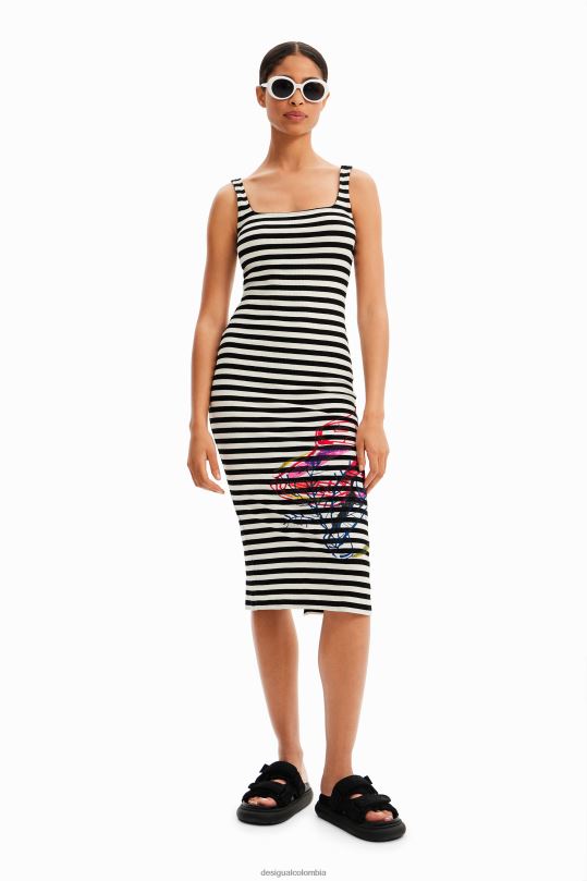 Desigual Colombia - ropa 4802L394 mujer Desigual vestido ajustado a rayas con tiras