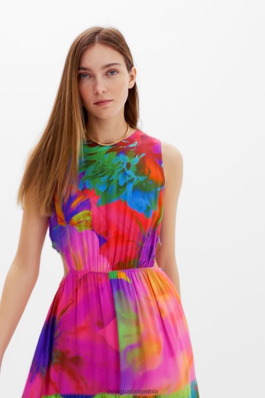 ropa 4802L403 mujer Desigual vestido largo con aberturas florales - Desigual Colombia rebajas
