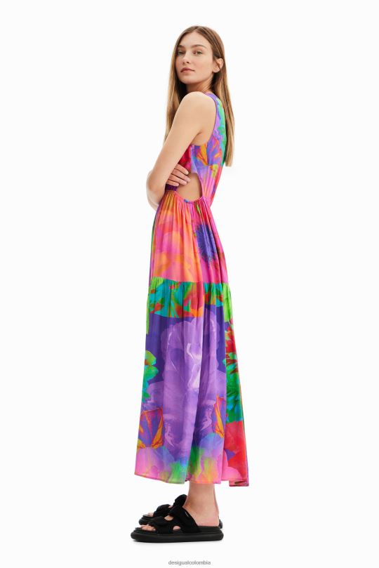 ropa 4802L403 mujer Desigual vestido largo con aberturas florales - Desigual Colombia rebajas