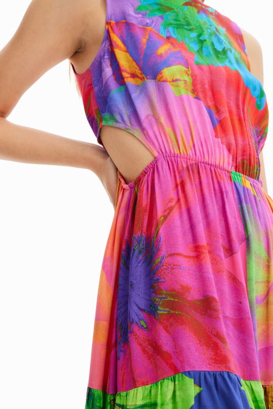 ropa 4802L403 mujer Desigual vestido largo con aberturas florales - Desigual Colombia rebajas