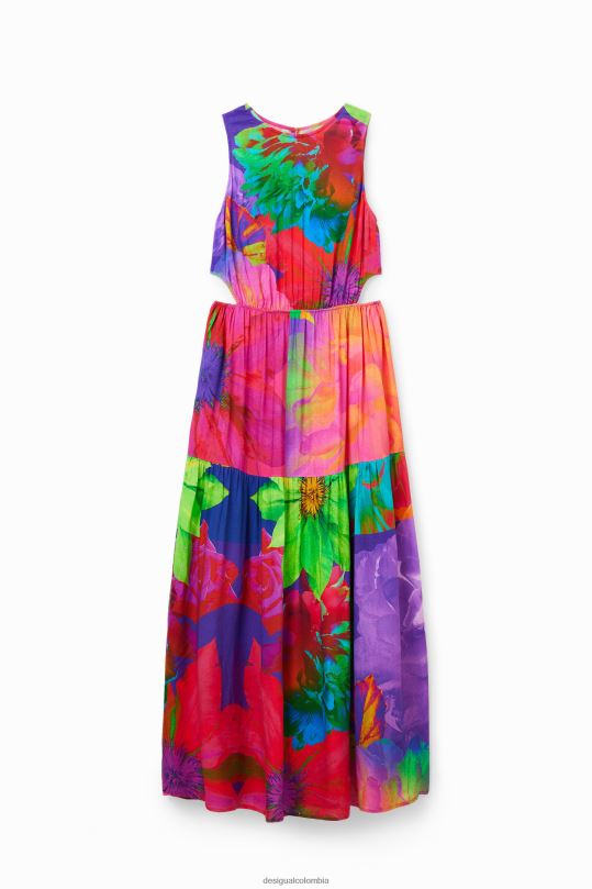 ropa 4802L403 mujer Desigual vestido largo con aberturas florales - Desigual Colombia rebajas