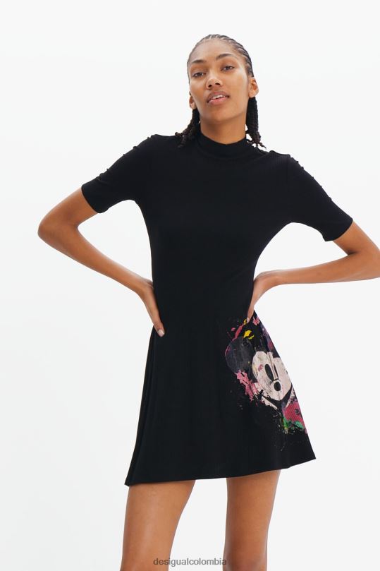 ropa 4802L419 mujer Desigual vestido skater corto de mickey mouse de disney - Desigual sales online