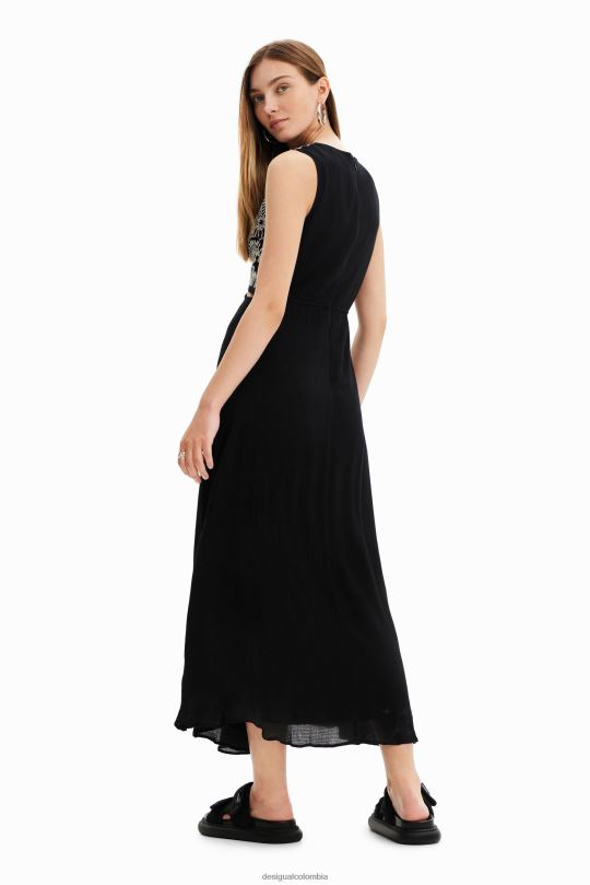Desigual Colombia - ropa 4802L438 mujer Desigual vestido largo bordado con aberturas