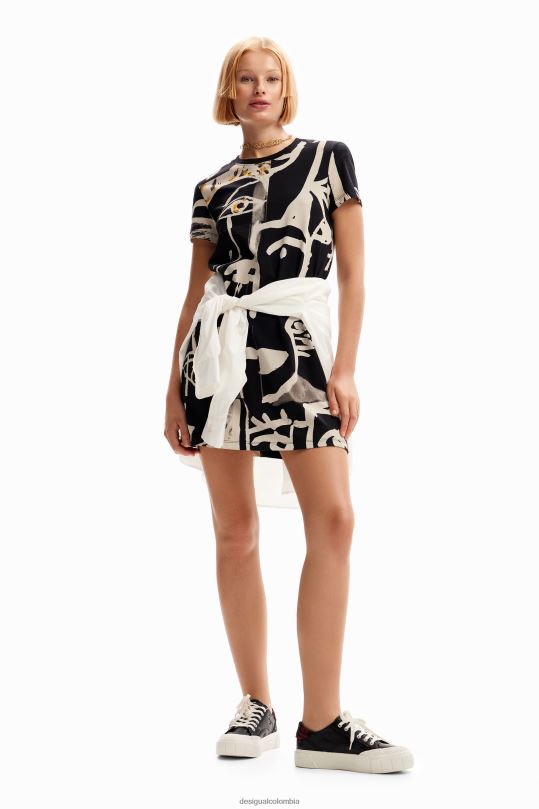 Desigual zapatos Colombia - ropa 4802L44 mujer Desigual vestido corto tipo camiseta con cara