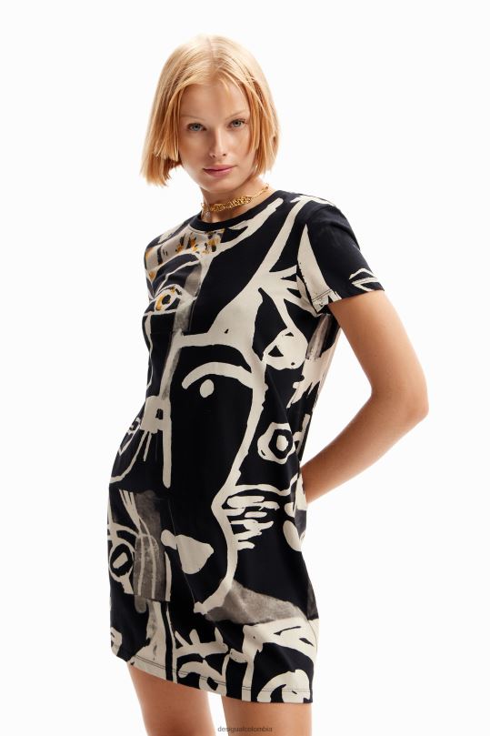 Desigual zapatos Colombia - ropa 4802L44 mujer Desigual vestido corto tipo camiseta con cara