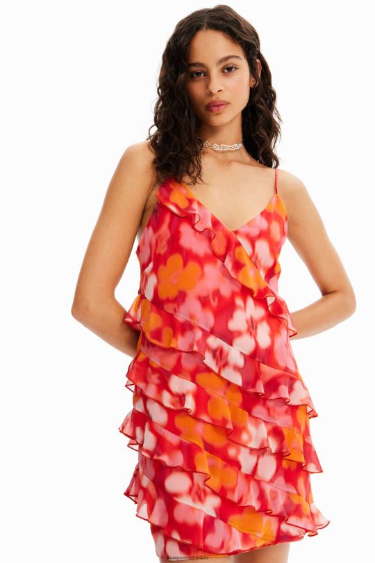 ropa 4802L472 mujer Desigual vestido corto floral con volantes - Desigual sale damen