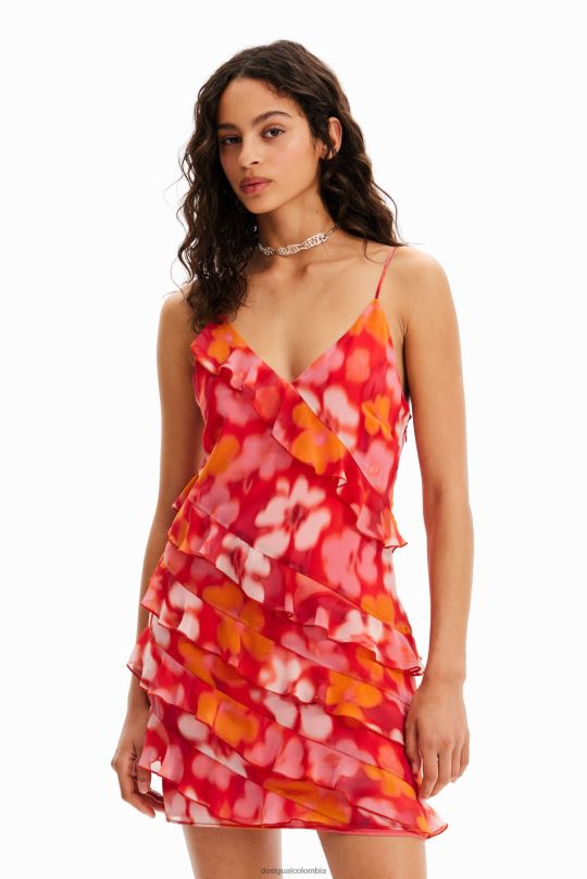 ropa 4802L472 mujer Desigual vestido corto floral con volantes - Desigual sale damen
