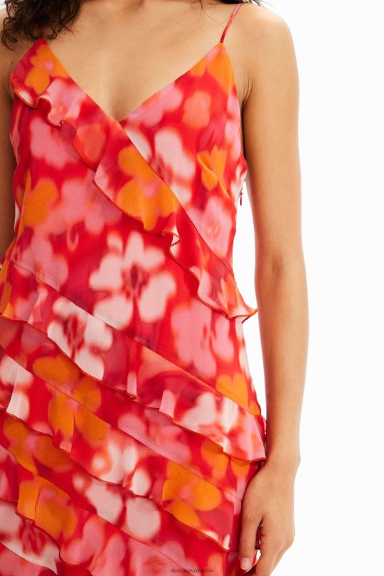 ropa 4802L472 mujer Desigual vestido corto floral con volantes - Desigual sale damen