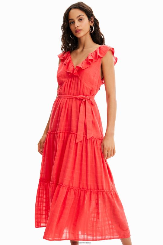 ropa 4802L475 mujer Desigual vestido midi con volantes - Desigual sales online