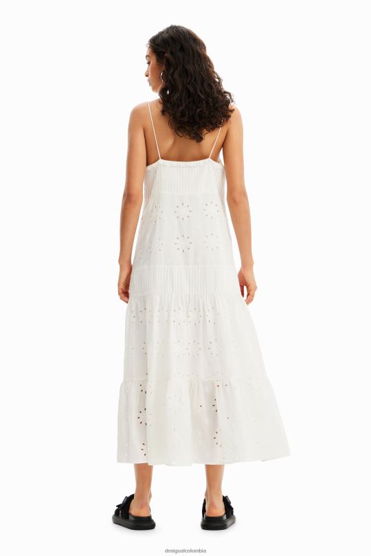 ropa 4802L478 mujer Desigual vestido midi con bordado suizo - Desigual Colombia Medellín