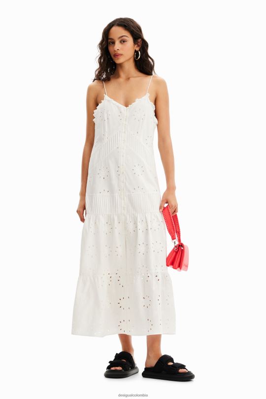 ropa 4802L478 mujer Desigual vestido midi con bordado suizo - Desigual Colombia Medellín