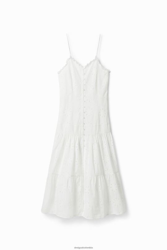 ropa 4802L478 mujer Desigual vestido midi con bordado suizo - Desigual Colombia Medellín
