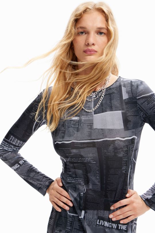 blusas Desigual bogota - ropa 4802L48 mujer Desigual vestido midi ajustado tipo periódico