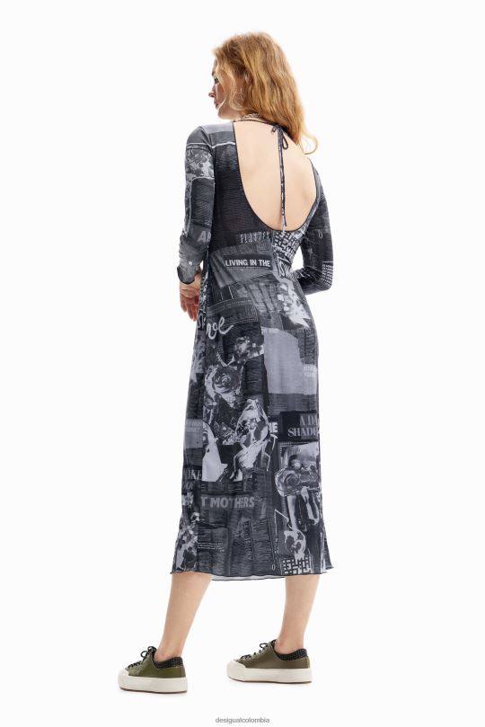 blusas Desigual bogota - ropa 4802L48 mujer Desigual vestido midi ajustado tipo periódico