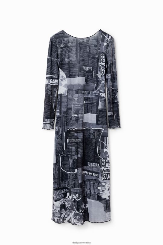 blusas Desigual bogota - ropa 4802L48 mujer Desigual vestido midi ajustado tipo periódico