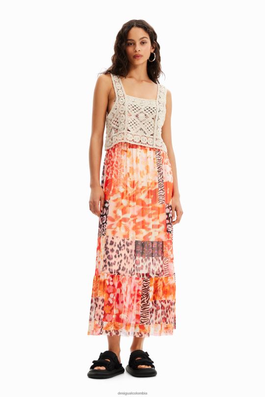 Desigual Colombia - ropa 4802L490 mujer Desigual vestido largo 2 en 1 con patchwork