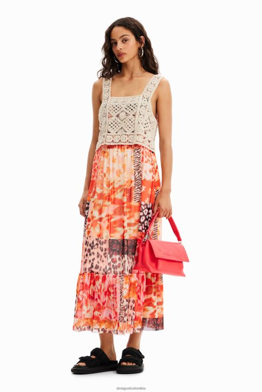 Desigual Colombia - ropa 4802L490 mujer Desigual vestido largo 2 en 1 con patchwork