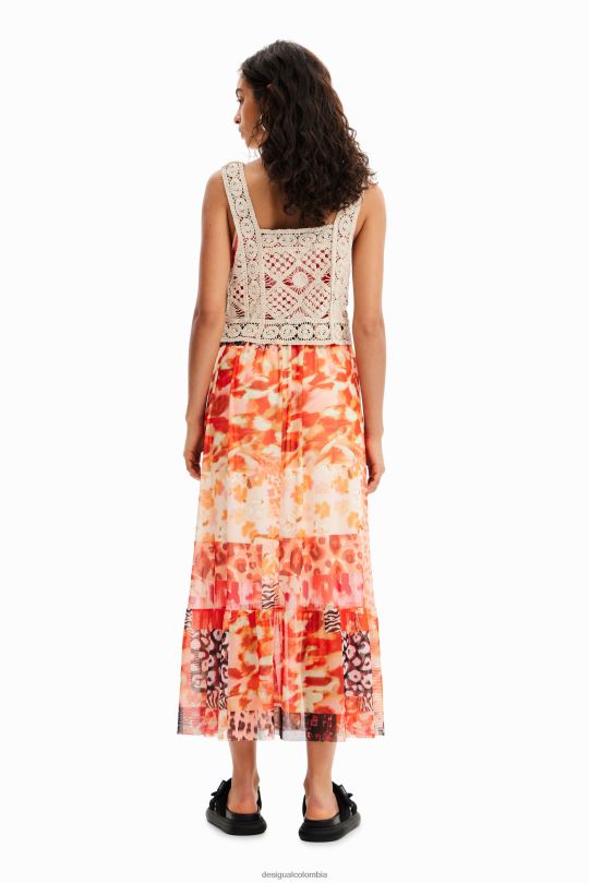 Desigual Colombia - ropa 4802L490 mujer Desigual vestido largo 2 en 1 con patchwork