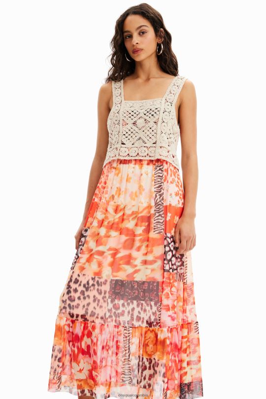 Desigual Colombia - ropa 4802L490 mujer Desigual vestido largo 2 en 1 con patchwork