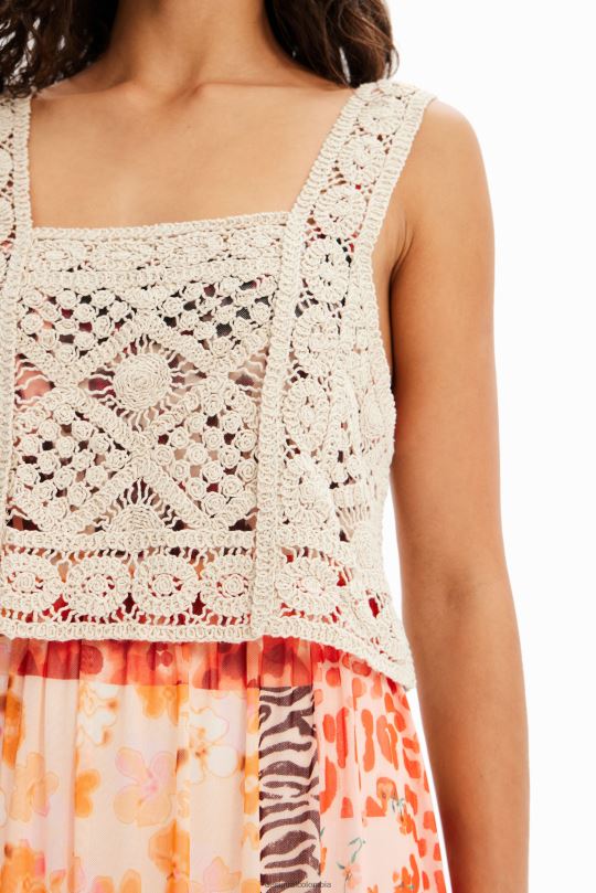 Desigual Colombia - ropa 4802L490 mujer Desigual vestido largo 2 en 1 con patchwork