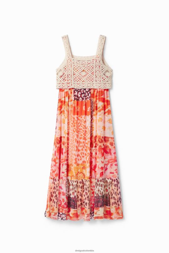 Desigual Colombia - ropa 4802L490 mujer Desigual vestido largo 2 en 1 con patchwork