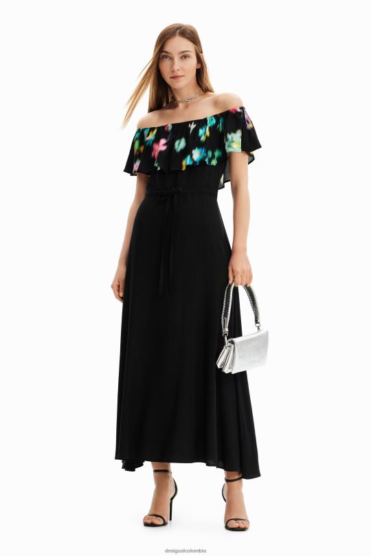 ropa 4802L511 mujer Desigual vestido largo con volantes borrosos - Desigual sale damen