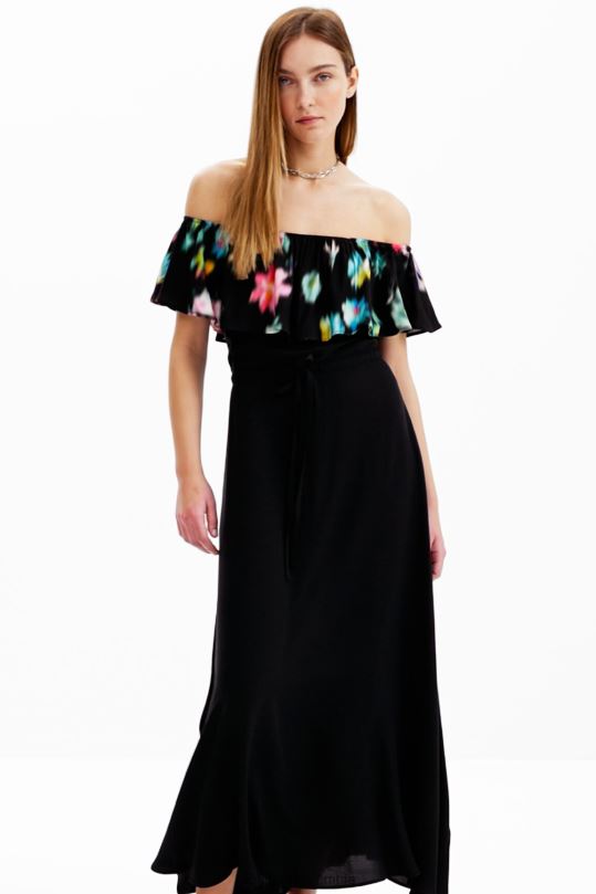 ropa 4802L511 mujer Desigual vestido largo con volantes borrosos - Desigual sale damen