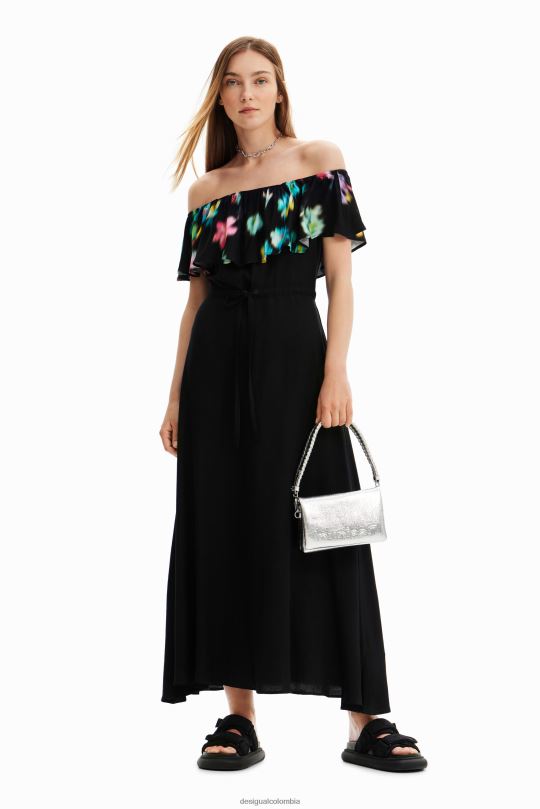 ropa 4802L511 mujer Desigual vestido largo con volantes borrosos - Desigual sale damen
