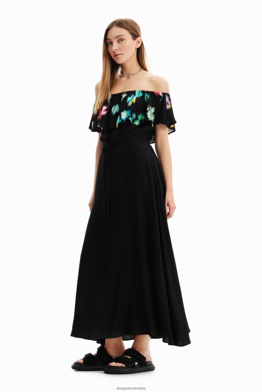 ropa 4802L511 mujer Desigual vestido largo con volantes borrosos - Desigual sale damen