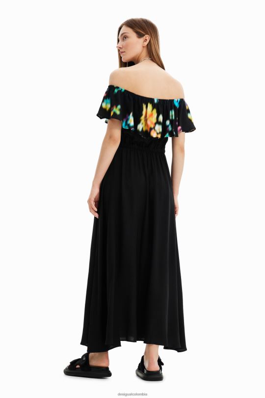 ropa 4802L511 mujer Desigual vestido largo con volantes borrosos - Desigual sale damen