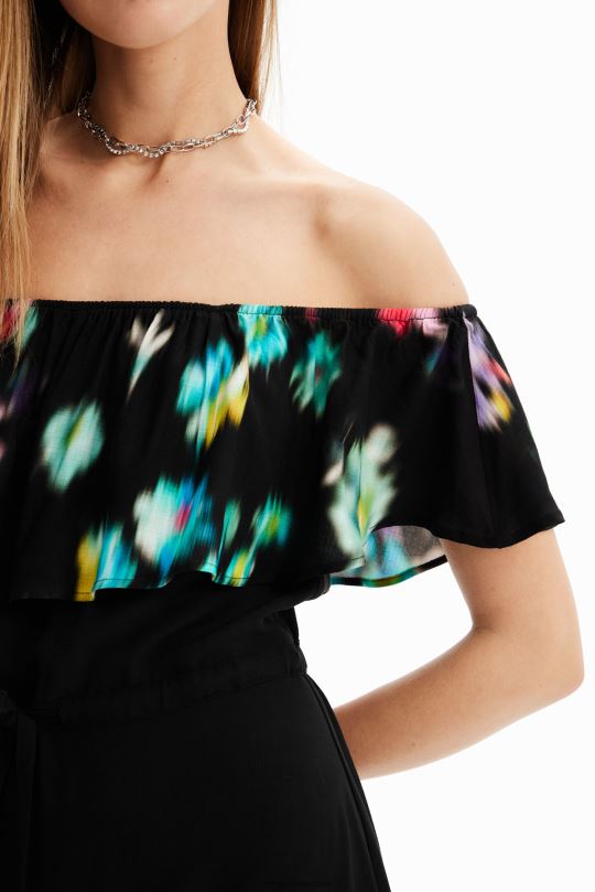 ropa 4802L511 mujer Desigual vestido largo con volantes borrosos - Desigual sale damen