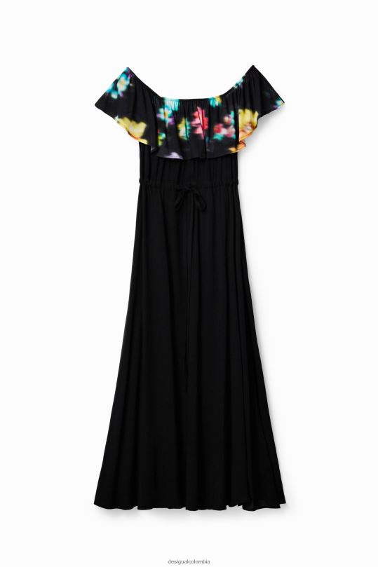 ropa 4802L511 mujer Desigual vestido largo con volantes borrosos - Desigual sale damen