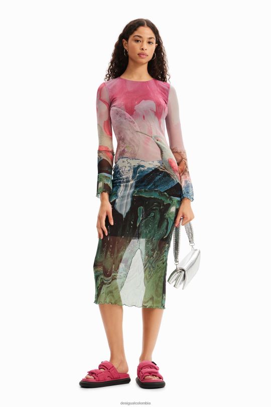 ropa 4802L520 mujer Desigual vestido midi fino de tul fantasía - Desigual sales online