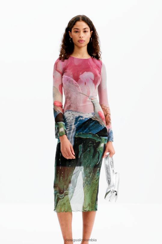 ropa 4802L520 mujer Desigual vestido midi fino de tul fantasía - Desigual sales online