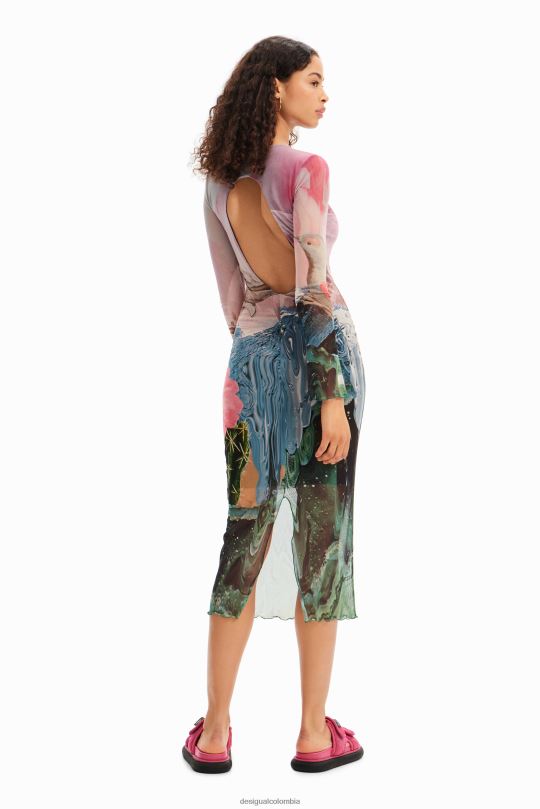 ropa 4802L520 mujer Desigual vestido midi fino de tul fantasía - Desigual sales online