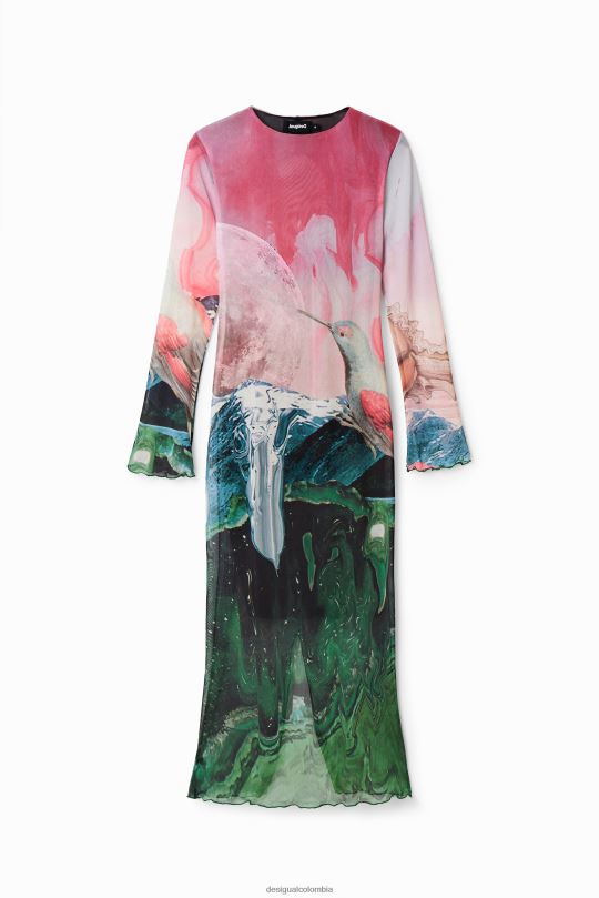 ropa 4802L520 mujer Desigual vestido midi fino de tul fantasía - Desigual sales online