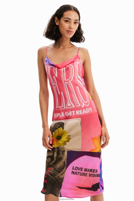 ropa 4802L54 mujer Desigual vestido midi de lencería collage - Desigual sales online
