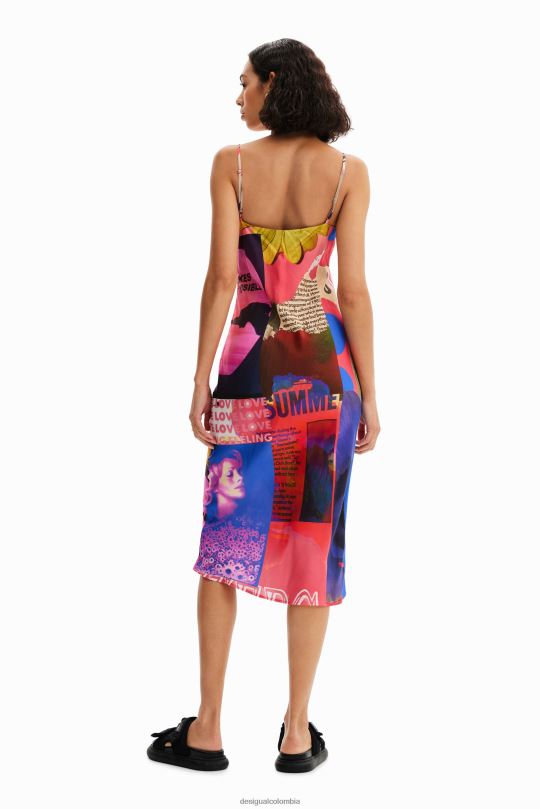 ropa 4802L54 mujer Desigual vestido midi de lencería collage - Desigual sales online