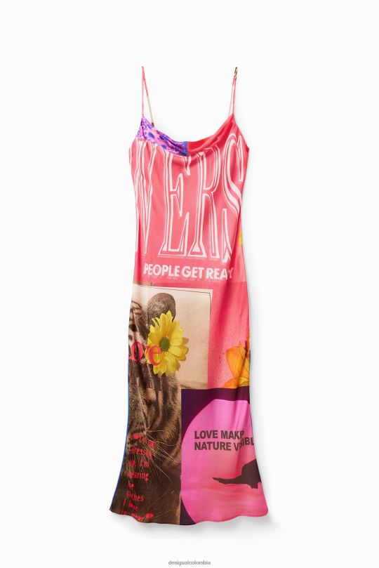 ropa 4802L54 mujer Desigual vestido midi de lencería collage - Desigual sales online