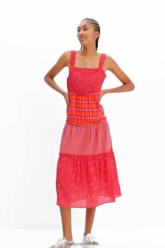 Desigual zapatos Colombia - ropa 4802L563 mujer Desigual vestido largo con tiras y patchwork