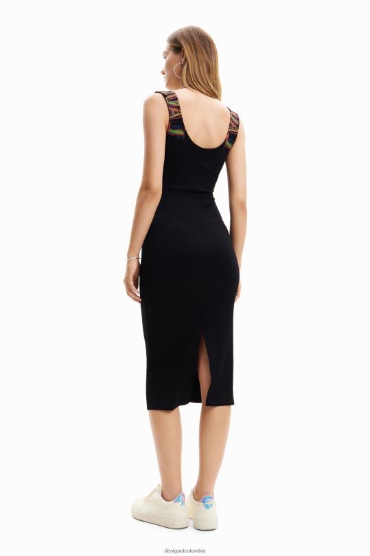blusas Desigual bogota - ropa 4802L575 mujer Desigual vestido ajustado de canalé con tiras