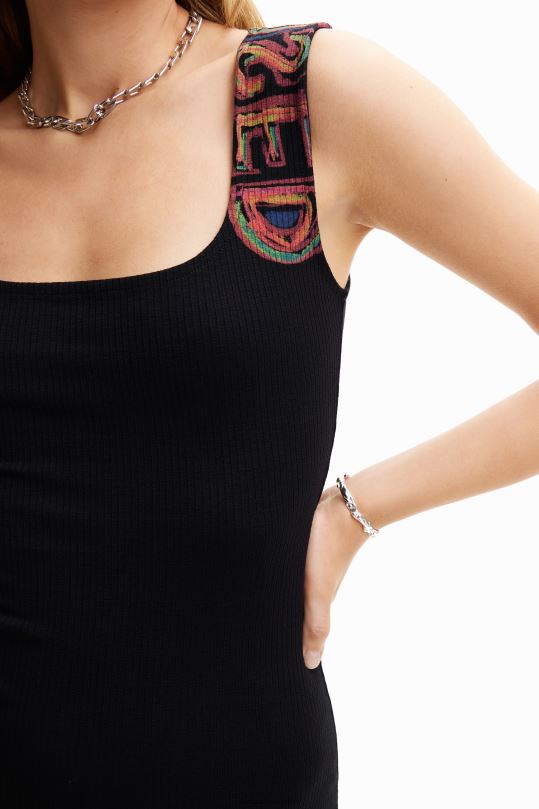 blusas Desigual bogota - ropa 4802L575 mujer Desigual vestido ajustado de canalé con tiras