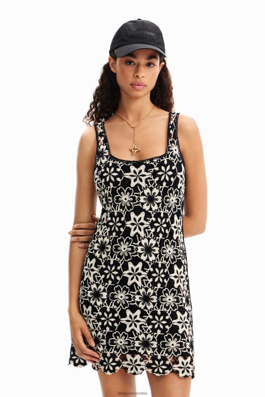 ropa 4802L577 mujer Desigual vestido corto retro de crochet - Desigual Colombia rebajas