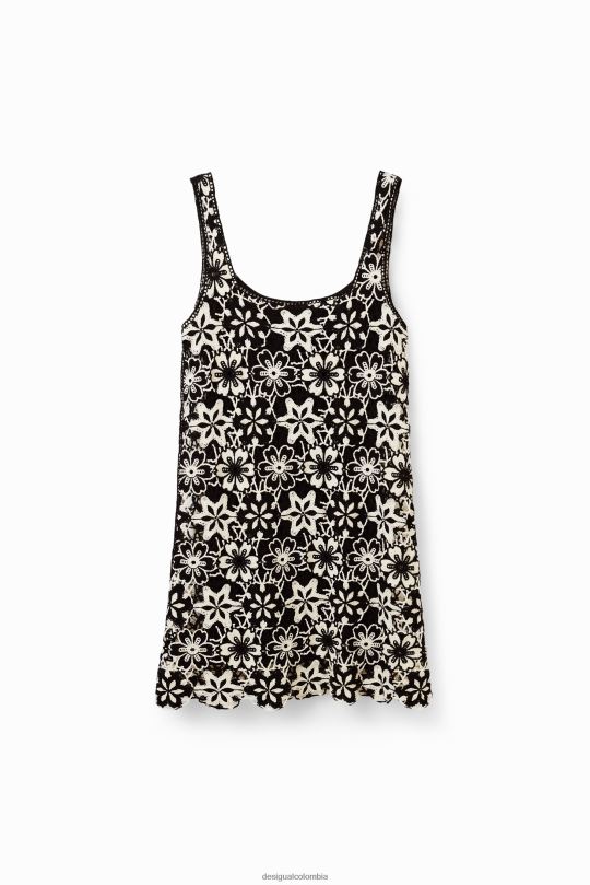 ropa 4802L577 mujer Desigual vestido corto retro de crochet - Desigual Colombia rebajas