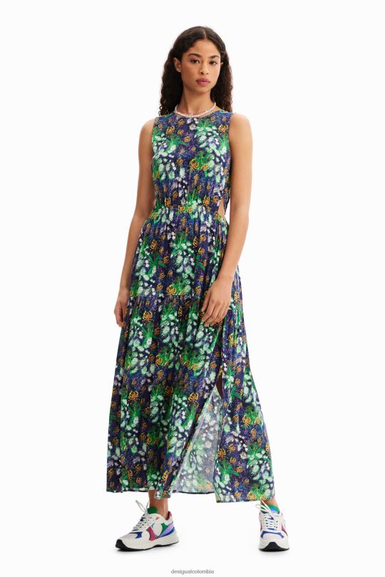 ropa 4802L579 mujer Desigual vestido largo con aberturas naturales - Desigual sale damen