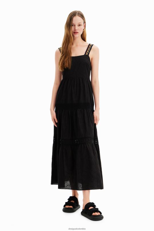 ropa 4802L586 mujer Desigual vestido largo con tirantes bordados - Desigual Colombia Medellín