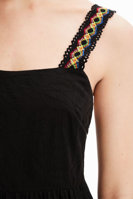 ropa 4802L586 mujer Desigual vestido largo con tirantes bordados - Desigual Colombia Medellín