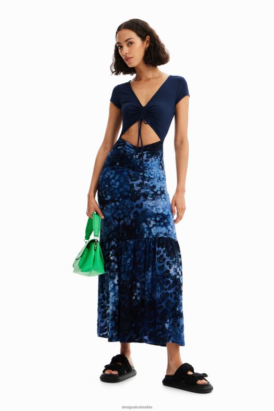 Desigual Colombia pagina oficial - ropa 4802L591 mujer Desigual vestido largo combinado textura animal print