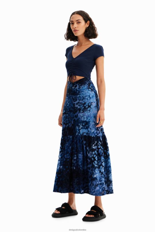 Desigual Colombia pagina oficial - ropa 4802L591 mujer Desigual vestido largo combinado textura animal print