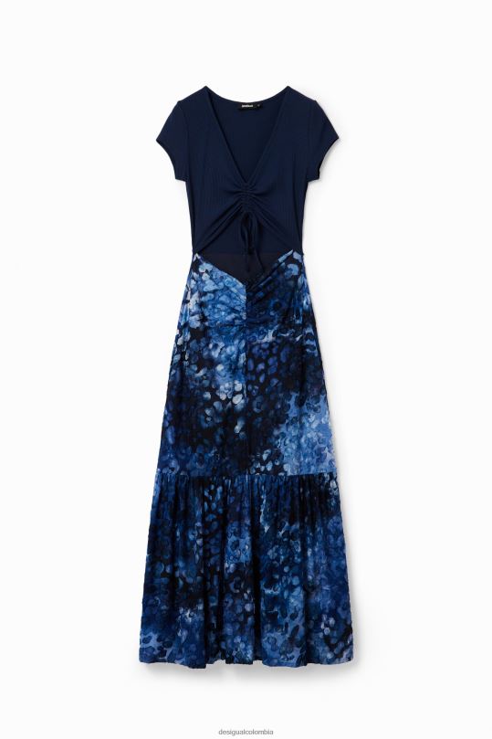 Desigual Colombia pagina oficial - ropa 4802L591 mujer Desigual vestido largo combinado textura animal print